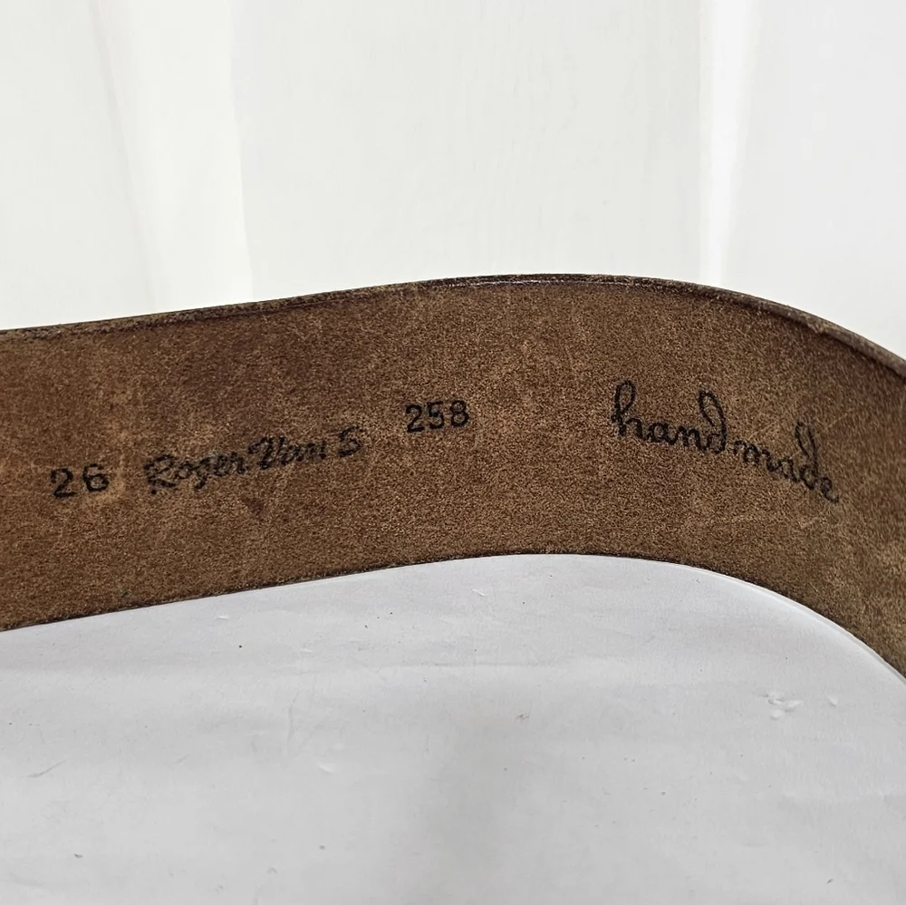 Vintage Roger Van S Red Leather Double Buckle Asymmetric Belt SMALL